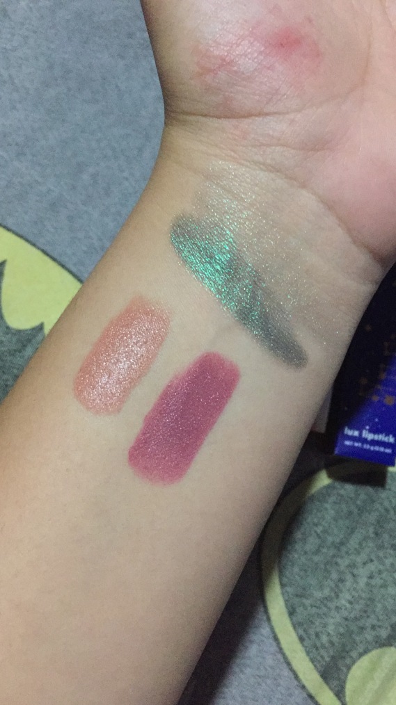 Swatches: Bungalow (top); What's your sign? (left); Scorpio Moon (right)
